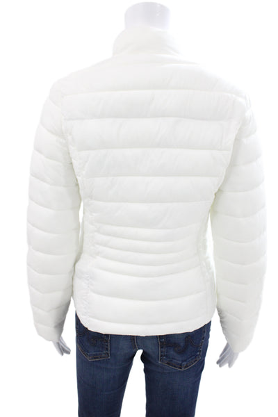 Love Tree Women Puffer Jacket White Nylon Zip Long Sleeve Size S