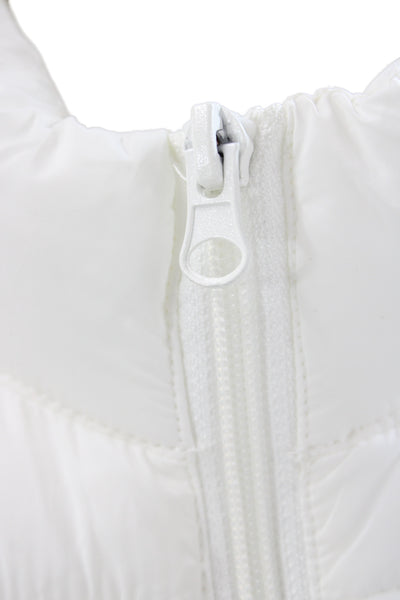 Love Tree Women Puffer Jacket White Nylon Zip Long Sleeve Size S