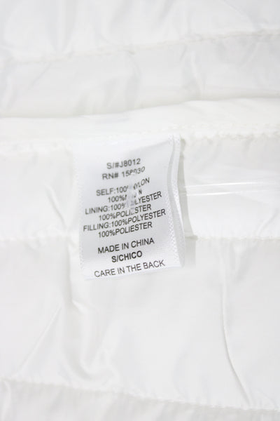 Love Tree Women Puffer Jacket White Nylon Zip Long Sleeve Size S