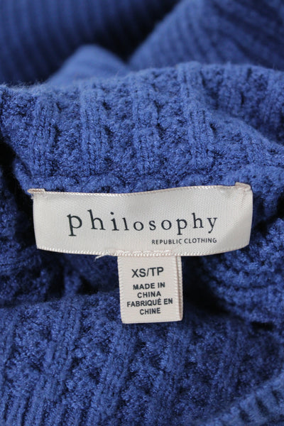 Philosophy By Republic Women Blue Mockneck Pullover Long Sleeve Size XS
