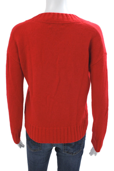 Jason Wu Women Red Cashmere V-Neck Pullover Size S