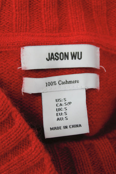 Jason Wu Women Red Cashmere V-Neck Pullover Size S