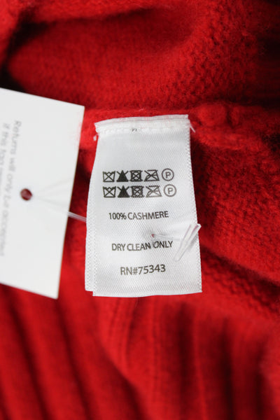 Jason Wu Women Red Cashmere V-Neck Pullover Size S