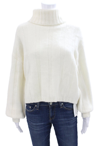 Paige Black Label Women Ivory Turtleneck Pullover Sweater Long Sleeve Size S