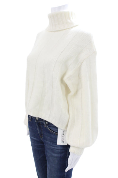 Paige Black Label Women Ivory Turtleneck Pullover Sweater Long Sleeve Size S