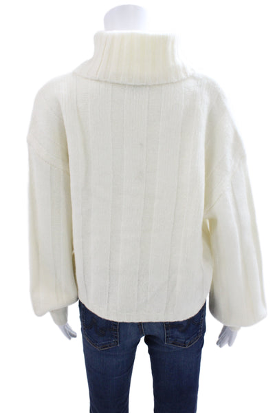 Paige Black Label Women Ivory Turtleneck Pullover Sweater Long Sleeve Size S