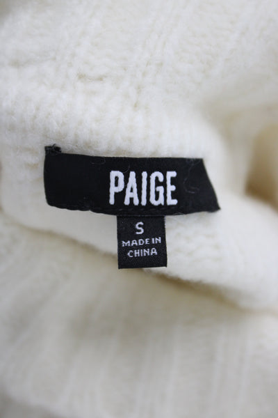 Paige Black Label Women Ivory Turtleneck Pullover Sweater Long Sleeve Size S