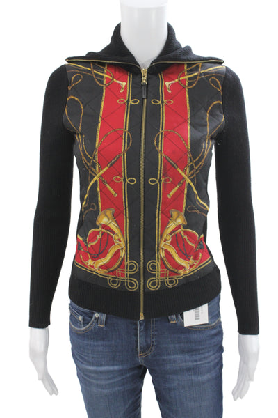 Lauren Ralph Lauren Women Quilted Silk Black Jacket Long Sleeve Size PP
