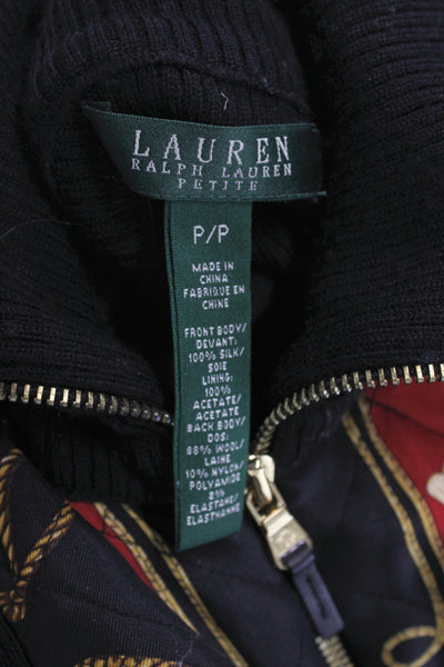 Lauren Ralph Lauren Women Quilted Silk Black Jacket Long Sleeve Size PP