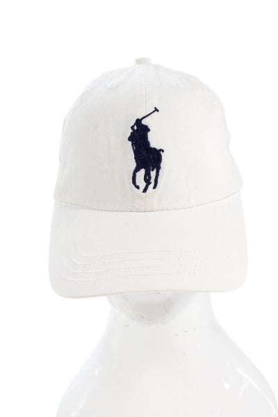 Polo Ralph Lauren Womens Logo Baseball Cap Hat White Navy Blue