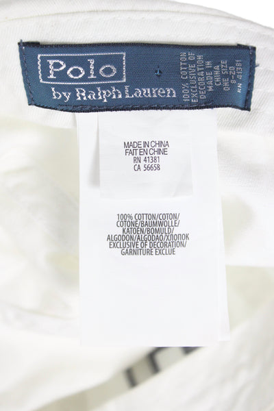 Polo Ralph Lauren Womens Logo Baseball Cap Hat White Navy Blue