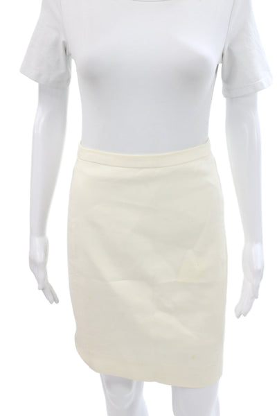 J Crew Womens Straight Pencil Skirt Ivory Cotton Zip Size 0P