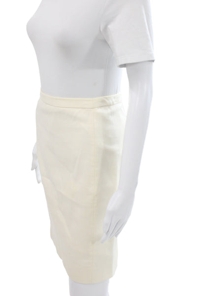 J Crew Womens Straight Pencil Skirt Ivory Cotton Zip Size 0P