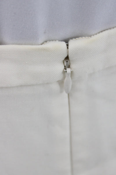 J Crew Womens Straight Pencil Skirt Ivory Cotton Zip Size 0P