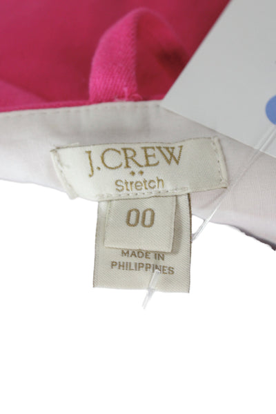 J Crew Womens Ankle Pants Pink Cotton Zip Solid Size 00