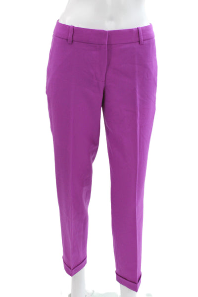 J Crew Womens Dress Pants Purple Wool Hook Eye 27 Inseam Size 0P