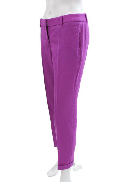 J Crew Womens Dress Pants Purple Wool Hook Eye 27 Inseam Size 0P