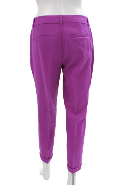 J Crew Womens Dress Pants Purple Wool Hook Eye 27 Inseam Size 0P