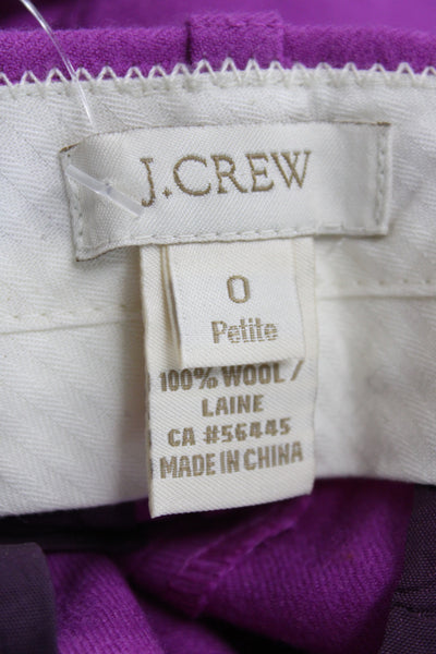 J Crew Womens Dress Pants Purple Wool Hook Eye 27 Inseam Size 0P