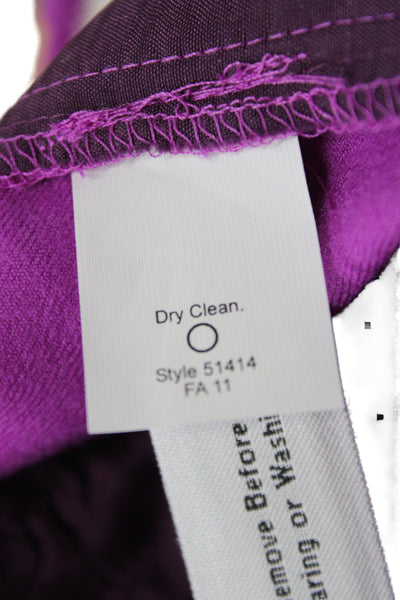 J Crew Womens Dress Pants Purple Wool Hook Eye 27 Inseam Size 0P