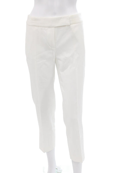J Crew Women Ankle Pants White Cotton Zip 24in Inseam Size 0