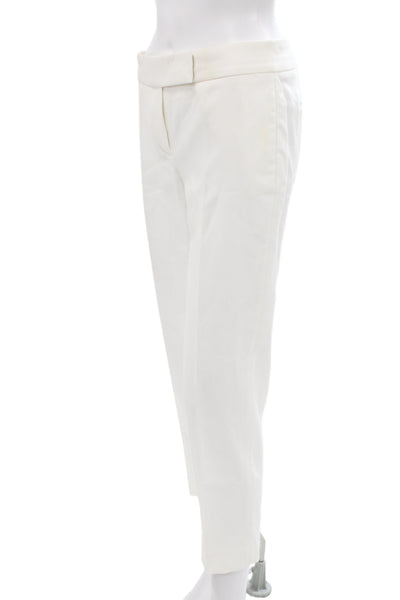 J Crew Women Ankle Pants White Cotton Zip 24in Inseam Size 0