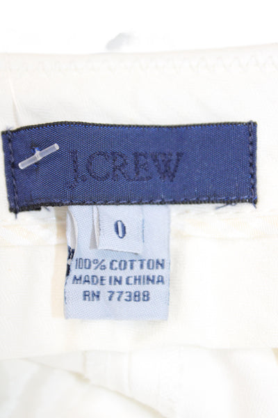 J Crew Women Ankle Pants White Cotton Zip 24in Inseam Size 0
