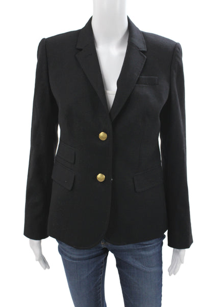 J Crew Women Black Wool Basic Jacket Button Long Sleeve Schoolboy Size 4