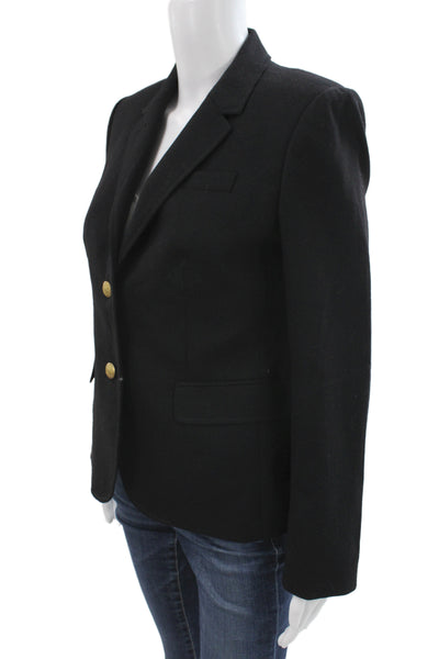 J Crew Women Black Wool Basic Jacket Button Long Sleeve Schoolboy Size 4