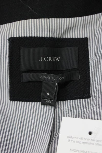 J Crew Women Black Wool Basic Jacket Button Long Sleeve Schoolboy Size 4