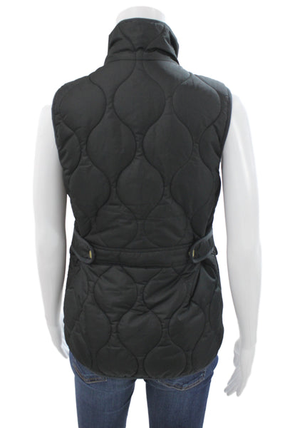 J Crew Women Black Puffer Vest Snap Closure Polyester Sleeveless Size 2XS
