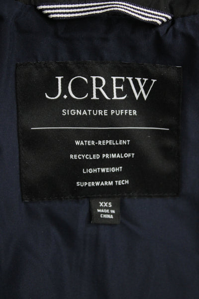 J Crew Women Black Puffer Vest Snap Closure Polyester Sleeveless Size 2XS