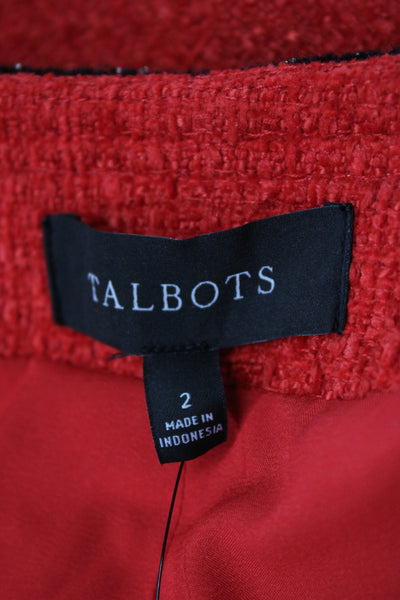 Talbots Women Red Basic Jacket Long Sleeve Polyester Size 2