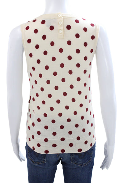 J Crew Women Cardigan Ivory Polka Dot 100% Merino Wool Button Crewneck Size S