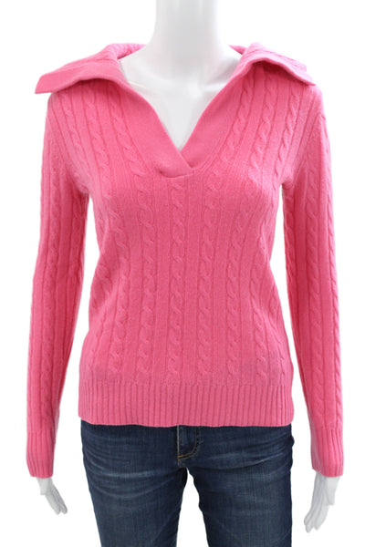 Lauren Ralph Lauren Women Pink Cashmere Pullover Collared Size XS