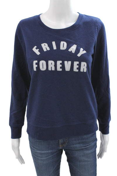 J Crew Womens Blue Crewneck Pullover Sweatshirt Long Sleeve Cotton Size XS
