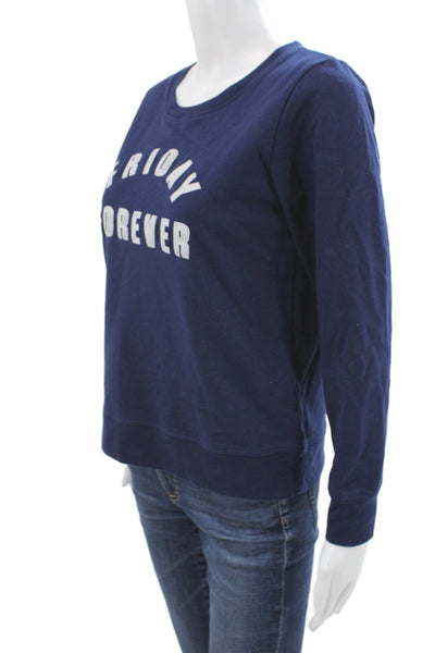 J Crew Womens Blue Crewneck Pullover Sweatshirt Long Sleeve Cotton Size XS