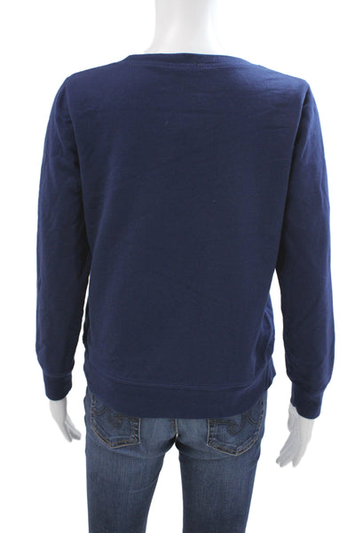 J Crew Womens Blue Crewneck Pullover Sweatshirt Long Sleeve Cotton Size XS