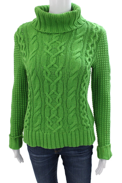 LRL Lauren Jeans Women Green Turtleneck Pullover Sweater Cotton Size S