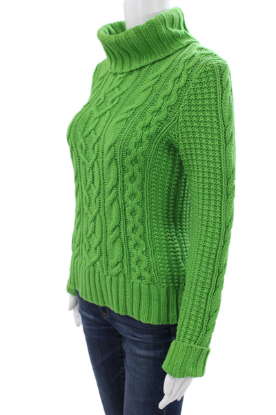 LRL Lauren Jeans Women Green Turtleneck Pullover Sweater Cotton Size S