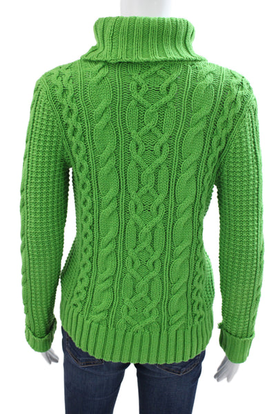 LRL Lauren Jeans Women Green Turtleneck Pullover Sweater Cotton Size S