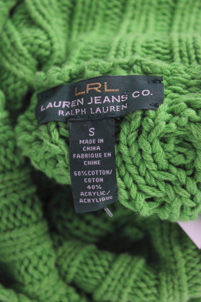 LRL Lauren Jeans Women Green Turtleneck Pullover Sweater Cotton Size S
