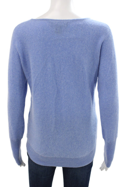 Tahari Womens Pullover Sweater Blue Boat Neck Long Sleeve Cashmere Size S