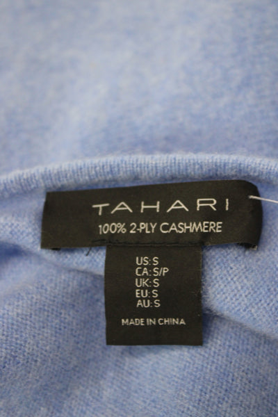 Tahari Womens Pullover Sweater Blue Boat Neck Long Sleeve Cashmere Size S