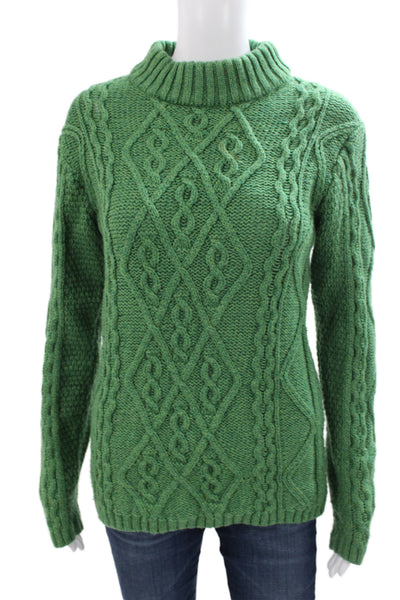 Saol Ireland Women Green Wool Argyle Turtleneck Pullover Irish Size S