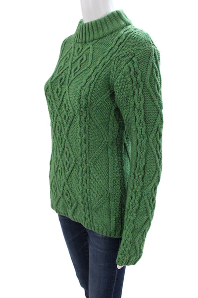 Saol Ireland Women Green Wool Argyle Turtleneck Pullover Irish Size S