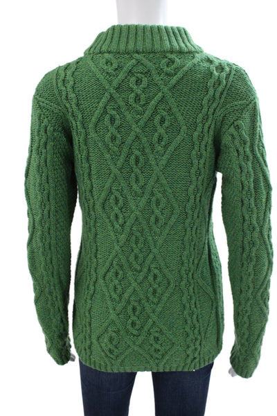 Saol Ireland Women Green Wool Argyle Turtleneck Pullover Irish Size S