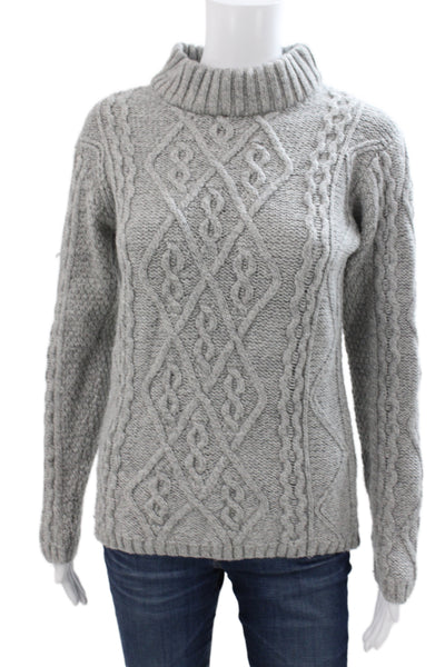 Saol Ireland Women Pullover Sweater Gray Turtleneck Merino Wool Argyle Size XS