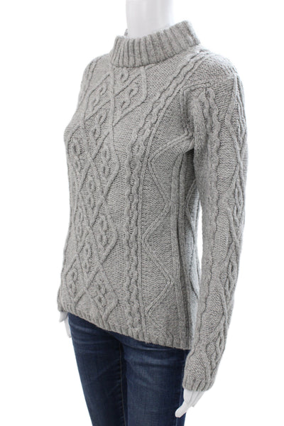 Saol Ireland Women Pullover Sweater Gray Turtleneck Merino Wool Argyle Size XS