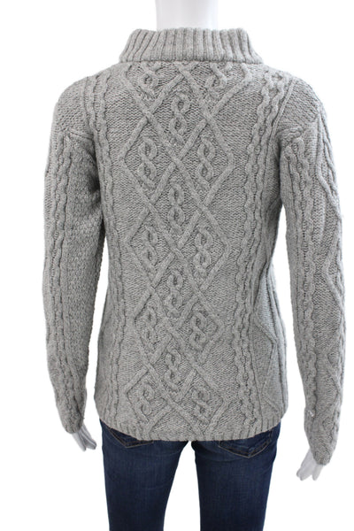 Saol Ireland Women Pullover Sweater Gray Turtleneck Merino Wool Argyle Size XS